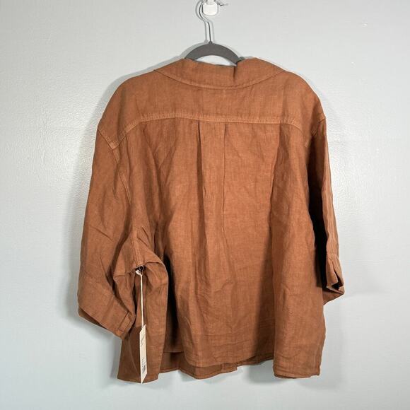 Mate the Label 100% Linen Button Front Short Sleeve Shirt 3X Organic Workwear - Picture 3 of 8